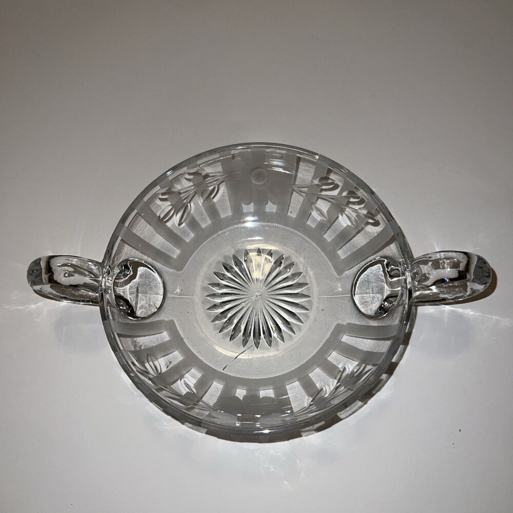 Vintage Heisey Glass Candy Relish Dip Bowl 2 Handled EUC